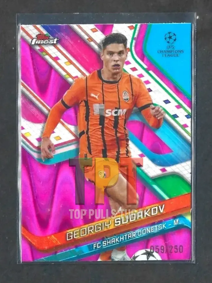 2024-25 Topps Finest UEFA Club Competitions - Pink RayWave Refractor /250 #40 - Georgiy Sudakov (S00202) frente