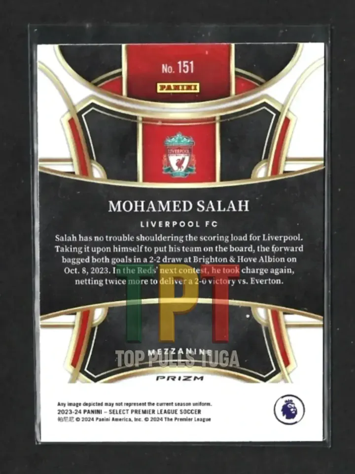 2023-24 Panini Select Premier League - Red Ice Prizm #151 - Mezzanine - Mohamed Salah (L00061) verso