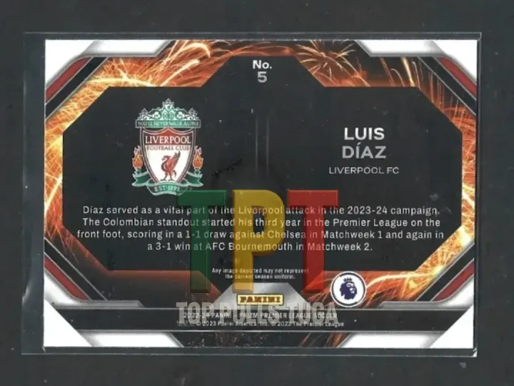 2023-24 Panini Prizm Premier League - Fireworks #5 - Luis Diaz (L00056) verso