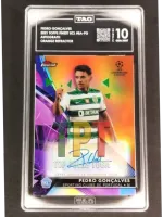 2021-22 Topps Finest UCL Pedro Gonçalves BA-PG Neon Orange Refractor Auto /25 - TAG 10 frente
