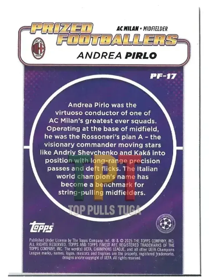 Andrea Pirlo Prized Footballers #PF-17 verso