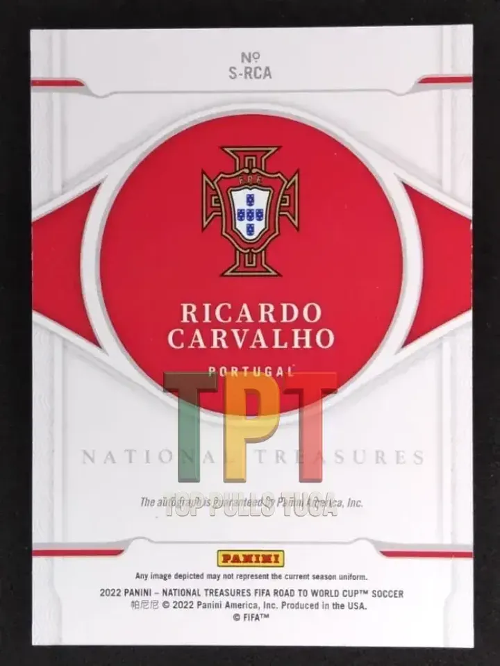 2022 Panini National Treasures Road to FIFA World Cup Qatar 2022 Ricardo Carvalho Auto /99 verso