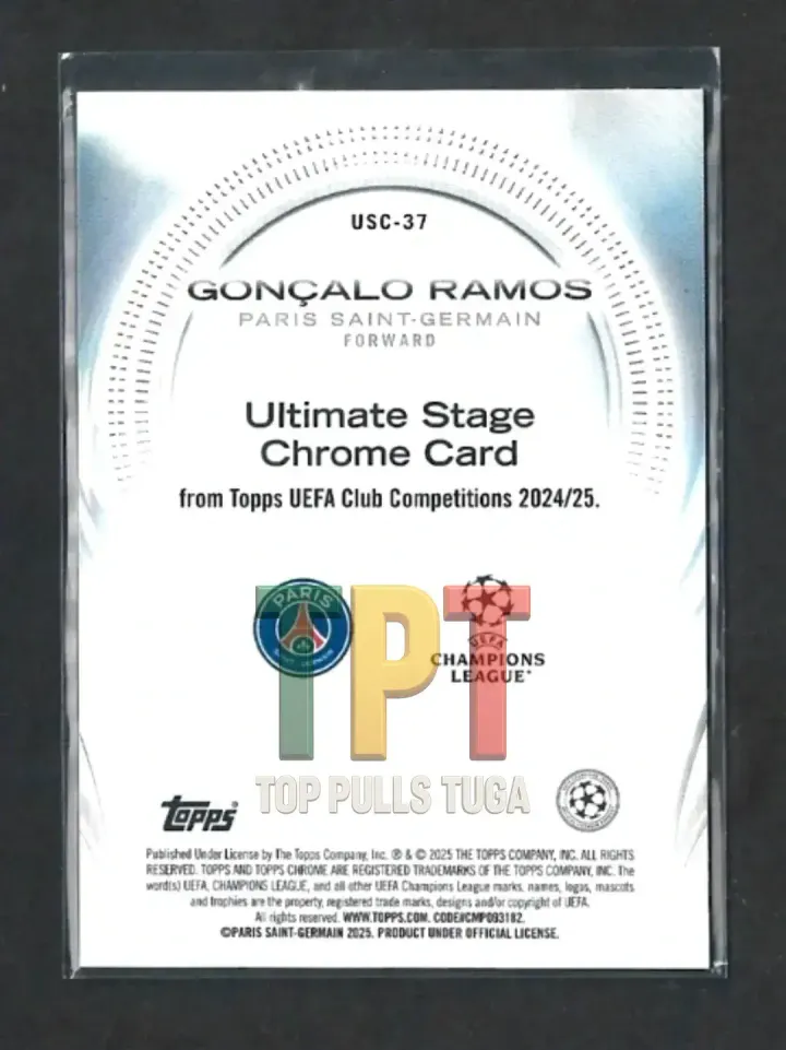 2024-25 Topps UEFA Club Competitions - Ultimate Stage Chrome #USC-37 - Gonçalo Ramos (P00181) verso
