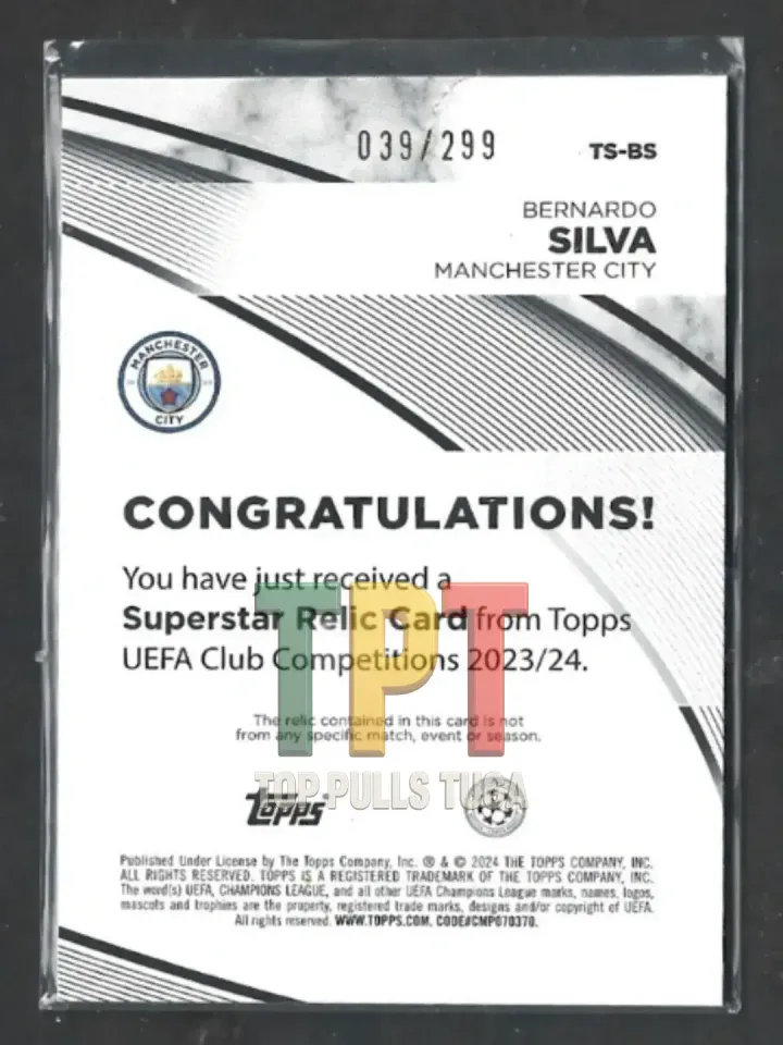 Bernardo Silva - Topps Superstar Relics - Purple Foilboard /299 #TS-BS verso