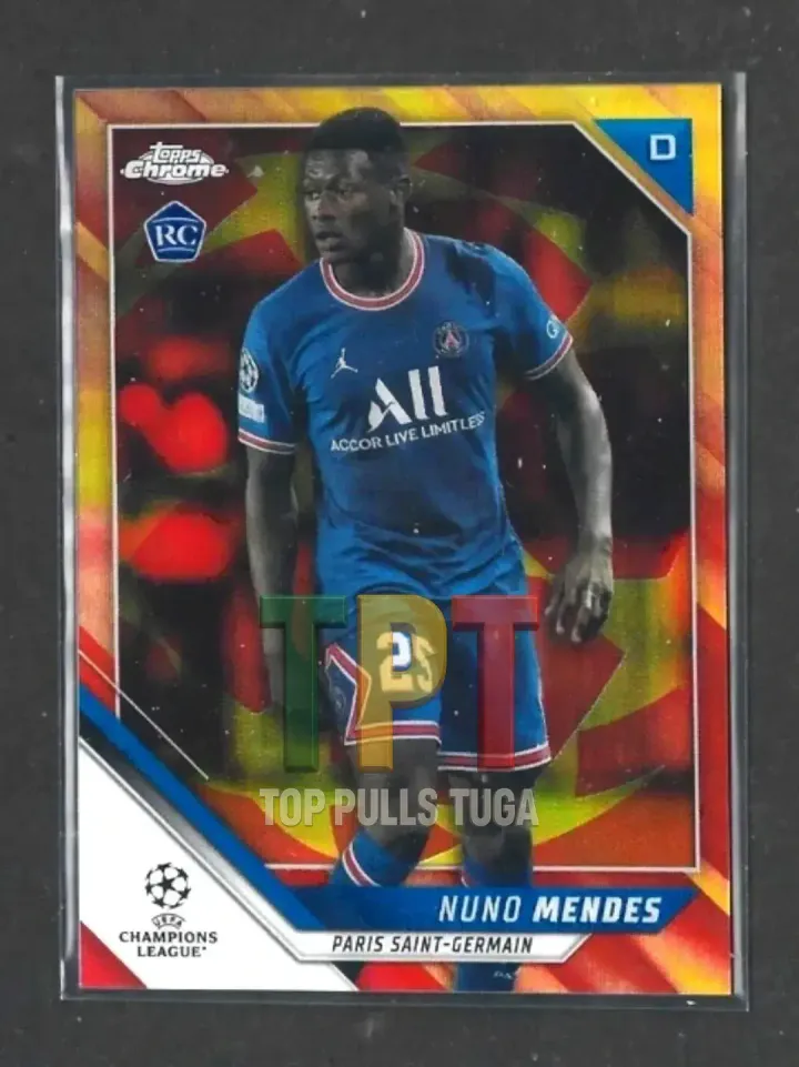 2021-22 Topps Chrome UCL - Red & Gold Starball Refractor #22 - Nuno Mendes (P00143) frente