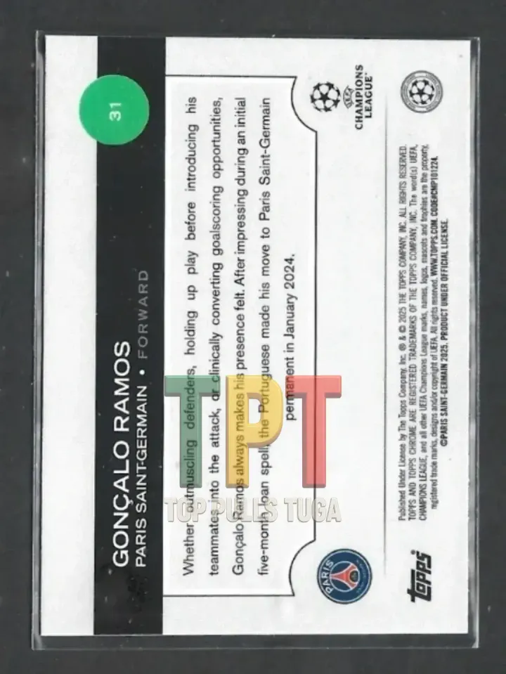 2024-25 Topps Chrome UEFA Club Competitions - Pulsar Refractor #31 - Gonçalo Ramos (P00118) verso