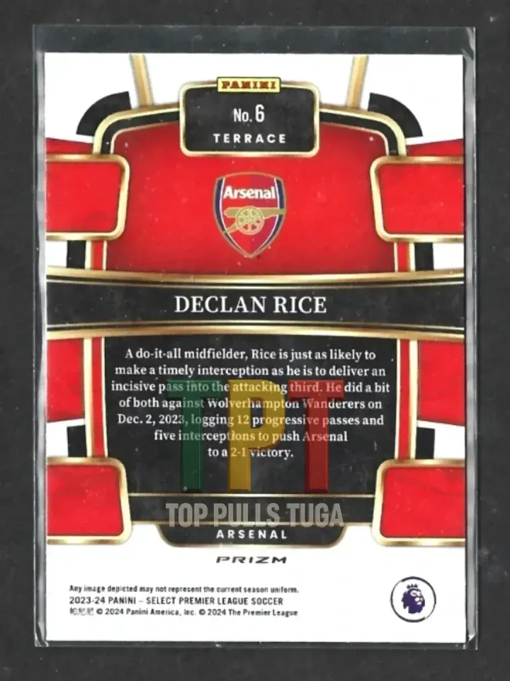 2023-24 Panini Select Premier League - Pink Ice Prizm #6 - Terrace - Declan Rice (A00045) verso