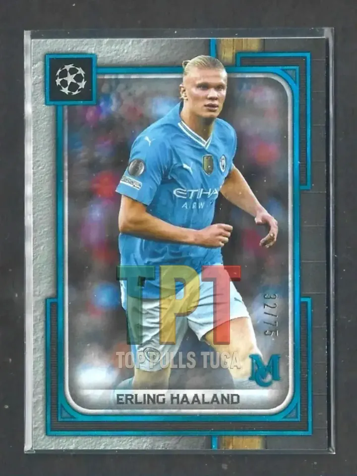 2023-24 Topps Museum Collection UCL - Sapphire #76 - Erling Haaland (M00017) frente