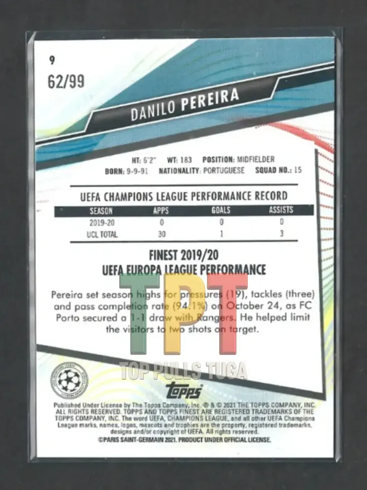 Danilo Pereira - Green Refractor /99 #9 verso