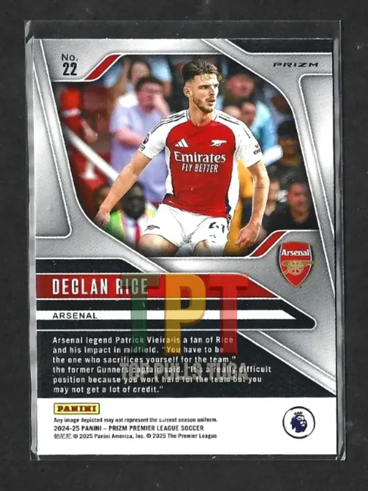 2024-25 Panini Prizm Premier League - Orange Hyper Prizm #22 - Declan Rice (A00044) verso