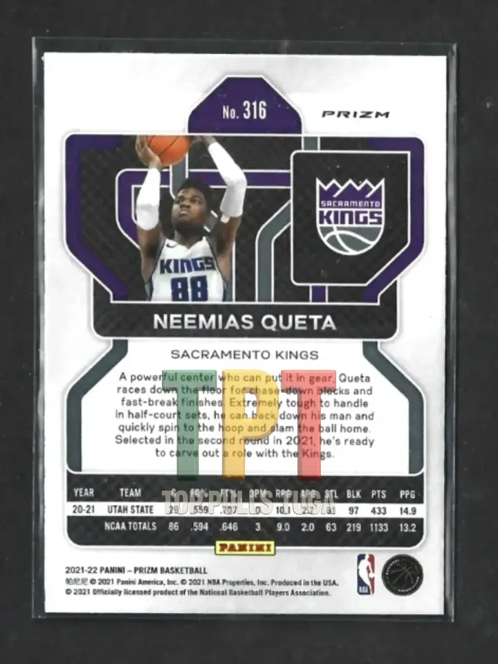 2021-22 Panini Prizm - Ice Prizm #316 - Neemias Queta (BA00129) back