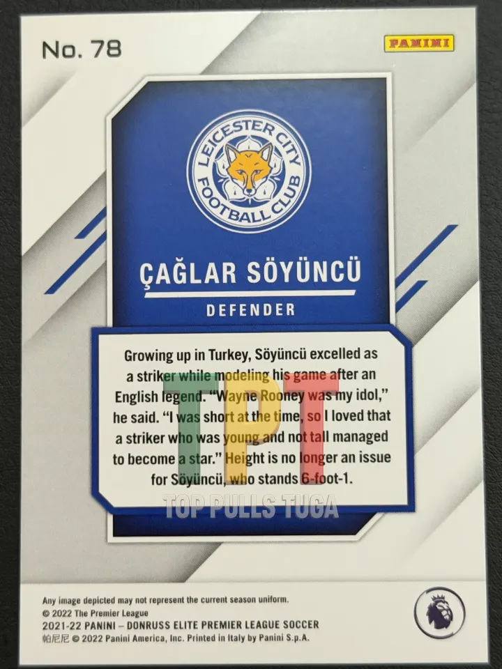 Çaglar Soyuncu /20 Leicester City Panini Donruss Elite Premier League 2021-22 verso