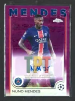 2024-25 Topps Chrome UEFA Club Competitions - Chrome Autographs - Magenta Refractor /75 #CA-NU - Nuno Mendes (P00269) frente