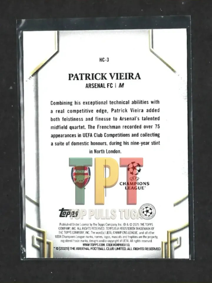 2024-25 Topps UEFA Club Competitions - Historic Captains #HC-3 - Patrick Vieira back